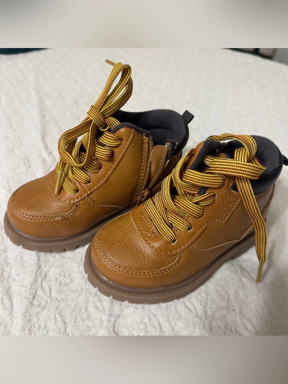 Carter's Brown Tan Kids Lace-Up Ankle Boots - Size 7